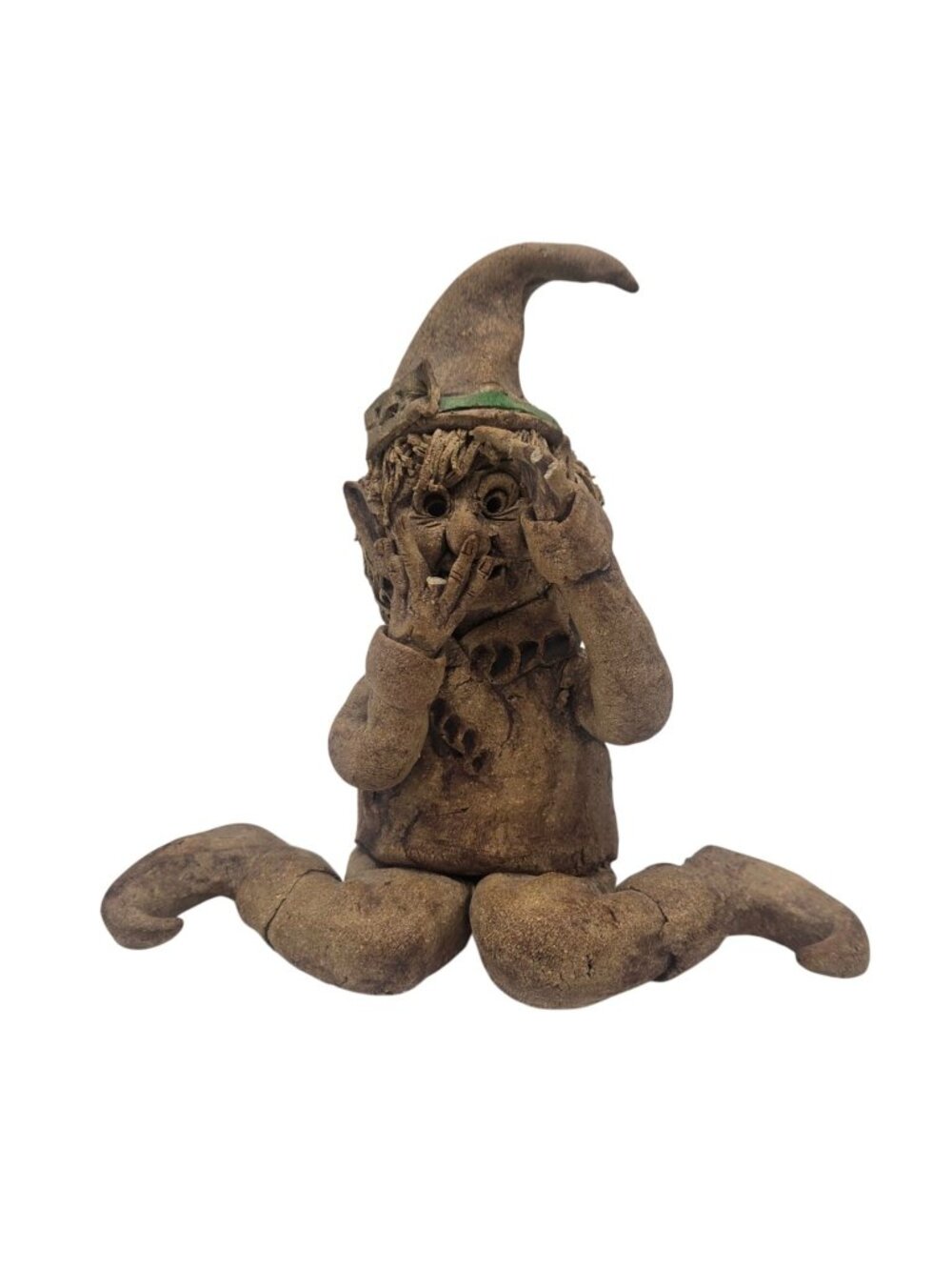 Whimsical Handmade Gnome Figurine Sculpture Signed By Artist